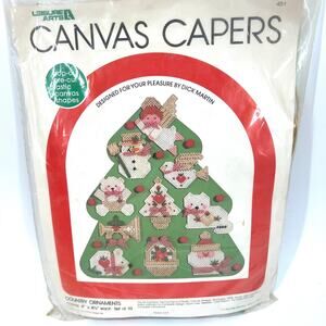 Vintage Leisure Arts Canvas Capers Stitchery Kit Complete *unsealed*